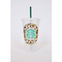 Leopard Print Starbucks Tumbler  / Starbucks Leopard cold cup / Cat Print Coffee Cup | Etsy (US)