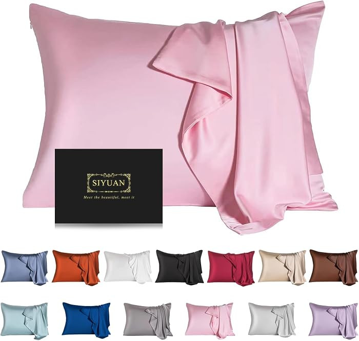 Mulberry Silk Pillowcase for Hair and Skin,Standard Size Cooling Silk Pillow Case with Hidden Zip... | Amazon (US)