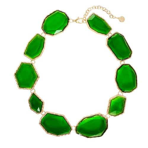 Firstmeet Vintage Resin Rhinestone Necklace Irregularly Shaped Elegant Crystal Collar for Women | Amazon (US)