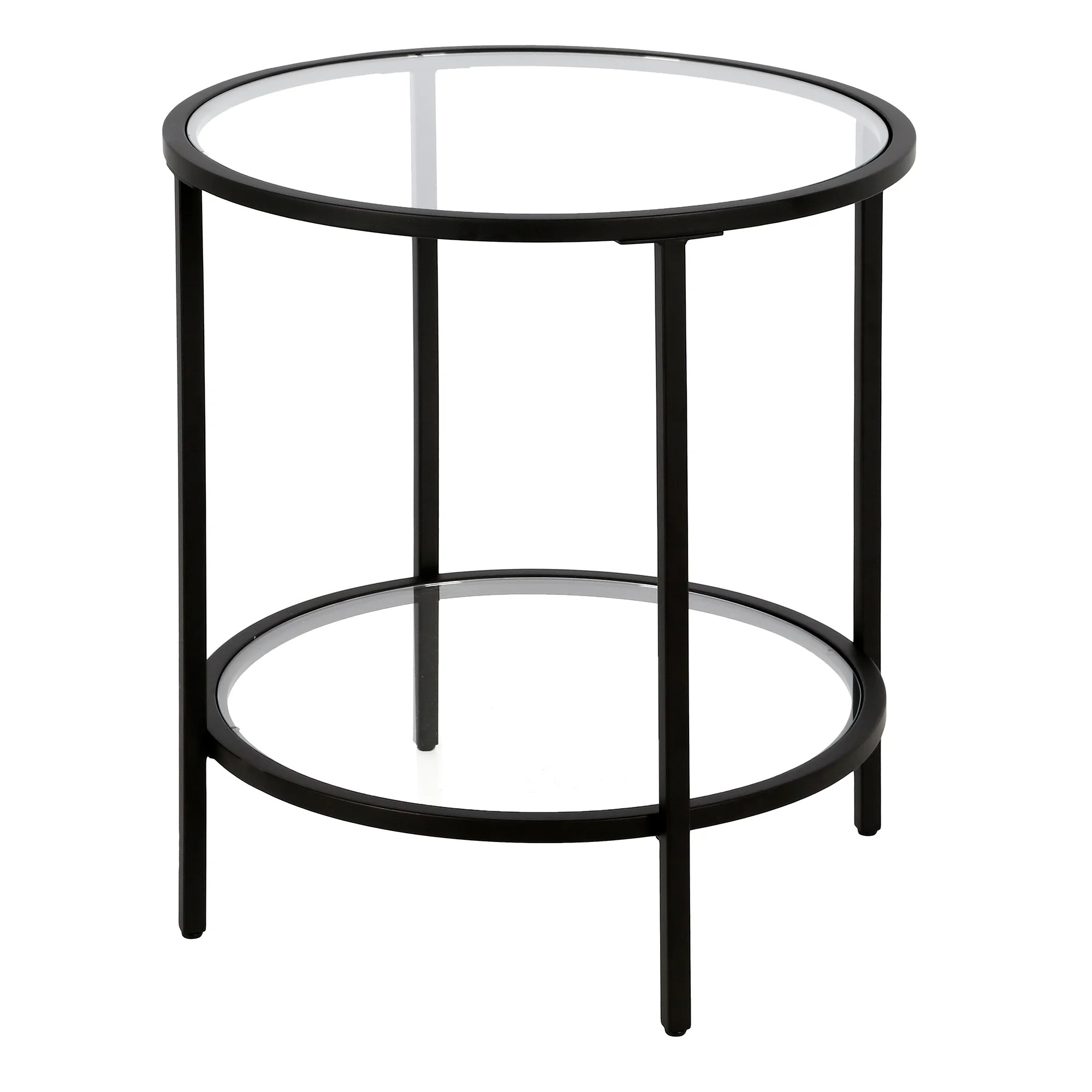 Evelyn&Zoe Sivil 20" Wide Round Side Table with Glass Shelf, Blackened Bronze | Walmart (US)