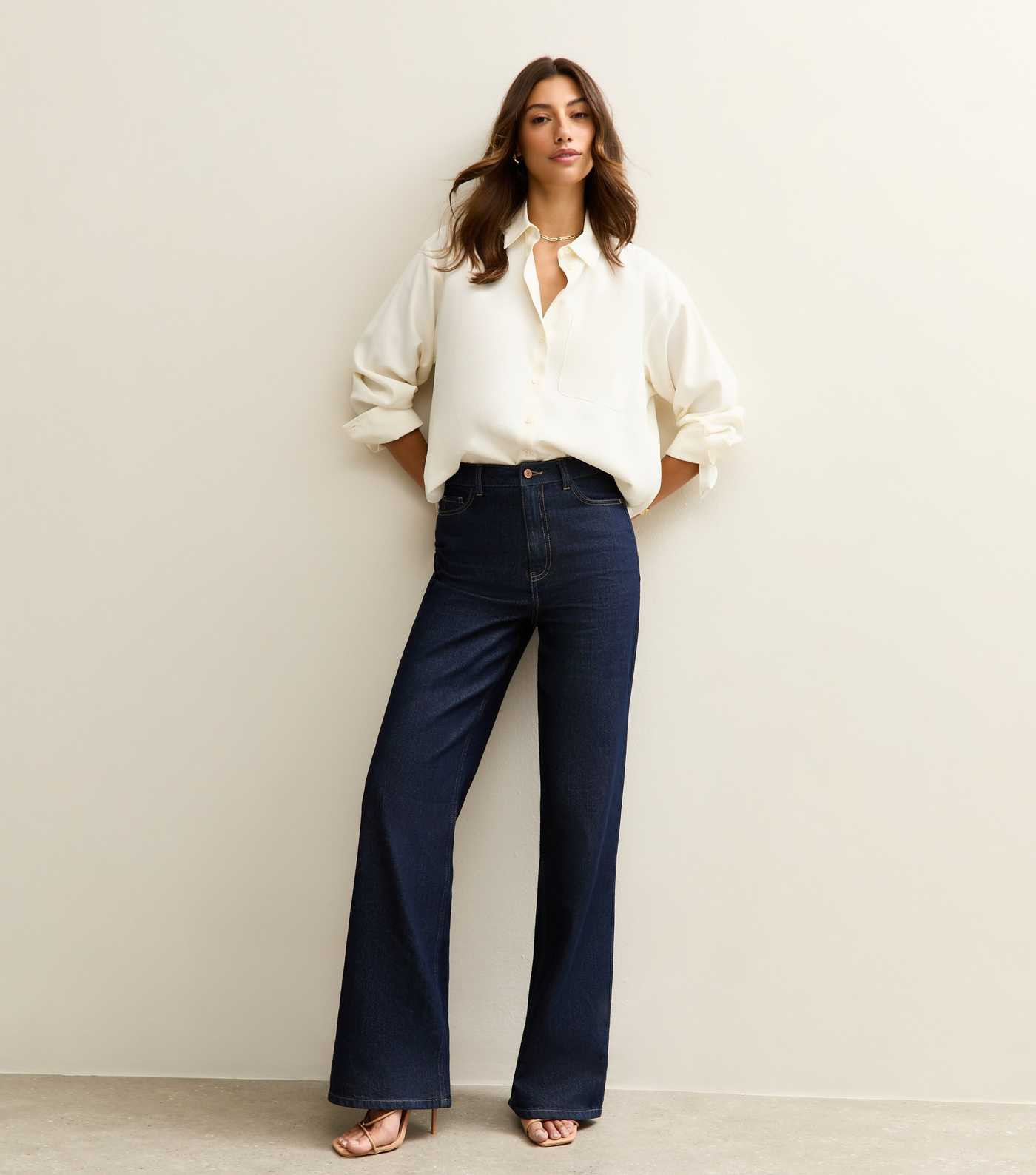 Tall Navy High Waist Adalae Wide Leg Jeans | New Look | New Look (UK)