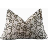 Lumbar Green Linen Throw Pillows, Olive Hand Block Pillow Cover, Sage Covers, Pillow, Boho Pillows | Etsy (US)