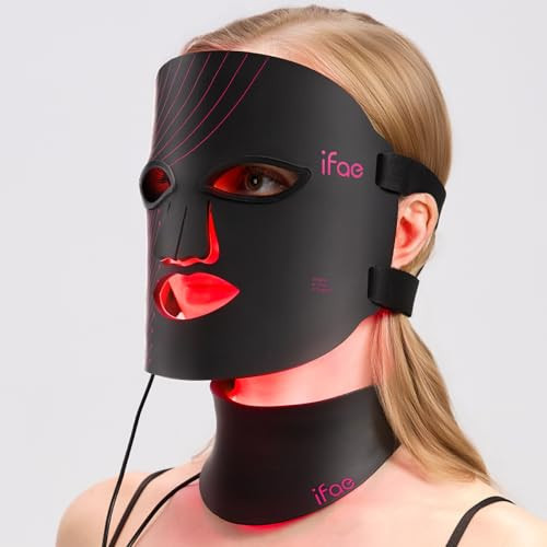 Red Light Therapy Mask for Face and Neck, 7 Colors with NIR Led Face Mask Light Therapy with Eye Protection and Remote, Rechargeable Ergonomic Design for True Anti-Aging Skincare at Home Black | Amazon (US)