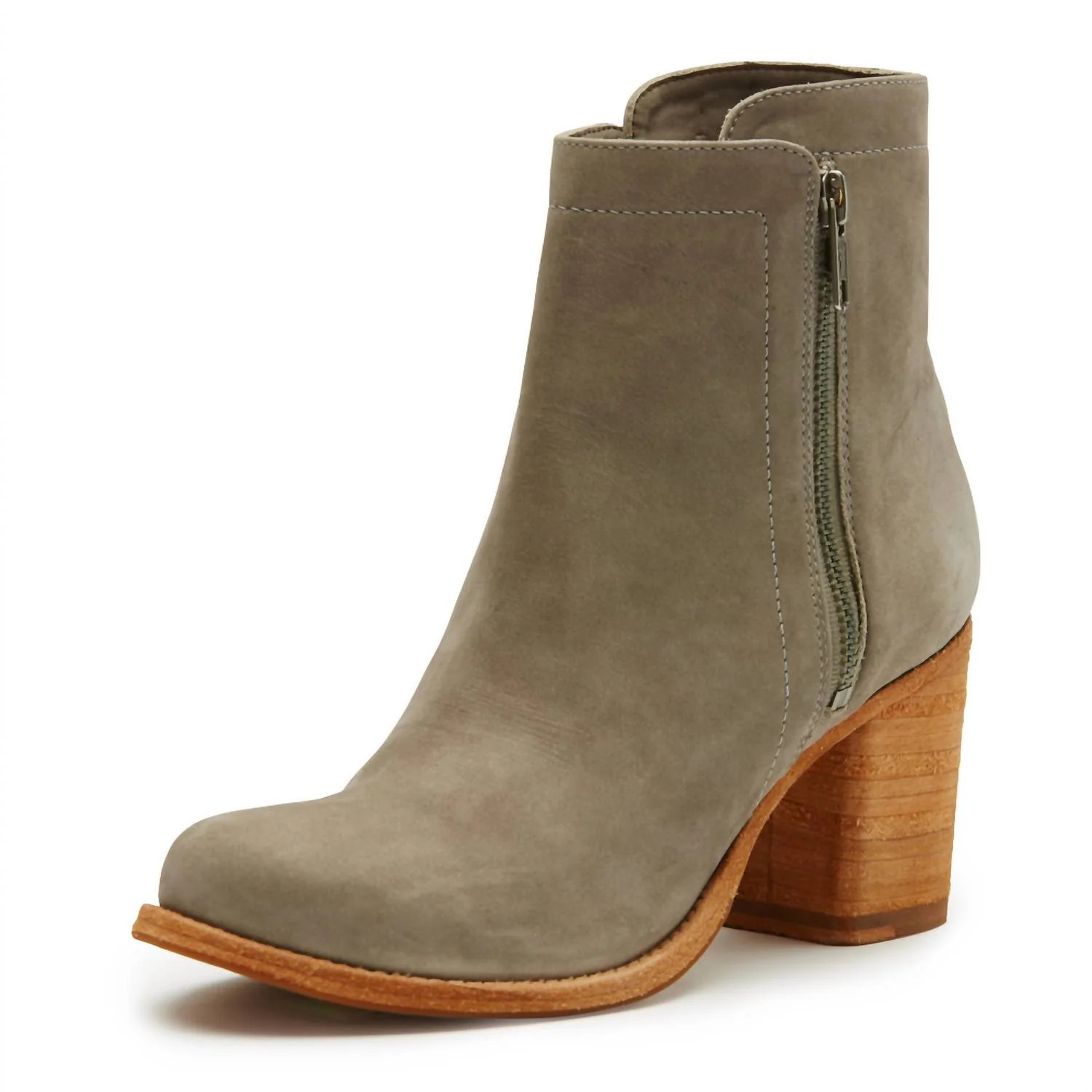 Women's Addie Double Zip Bootie In Grey Soft Italian Nubuck | Shop Simon