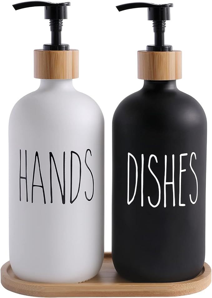 MOMEEMO Glass Soap Dispenser Set, Contains Hand Soap and Dish Soap Dispenser.Suitable for Kitchen... | Amazon (US)