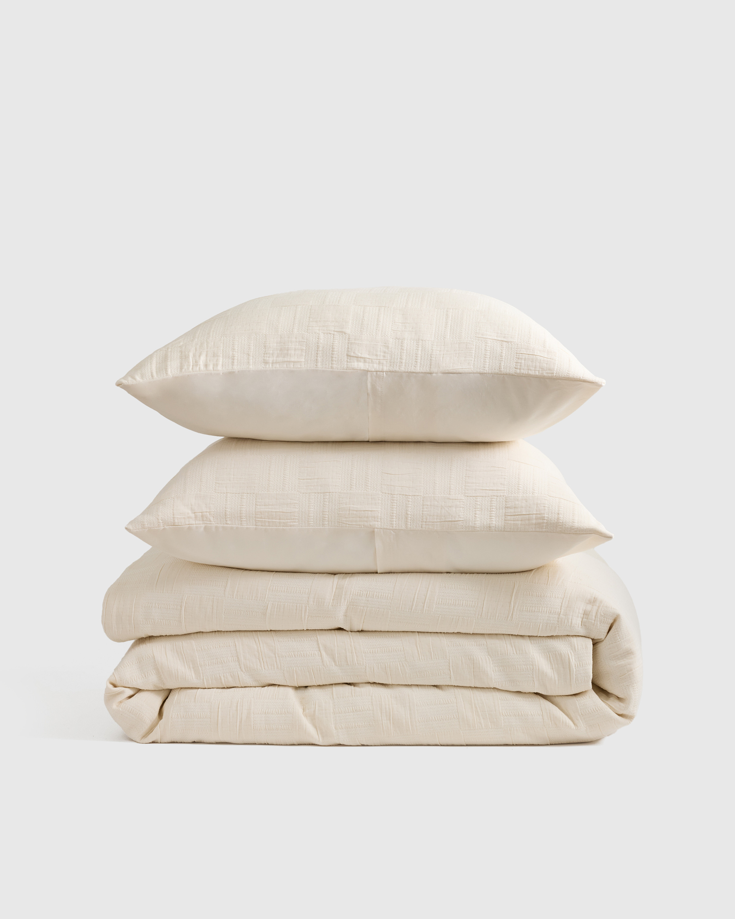 Quince | Checkered Matelasse Duvet Cover Set in Undyed, Size Twin, Cotton | Quince