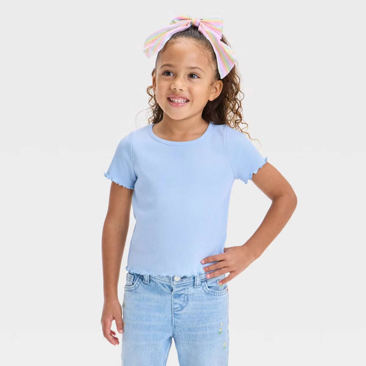 Toddler Girls' Ribbed Solid Knit Short Sleeve T-Shirt - Cat & Jack™ | Target