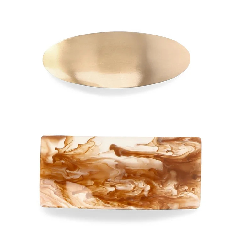 Time and Tru Women's Hair Barrettes 2-Pack, Tan | Walmart (US)