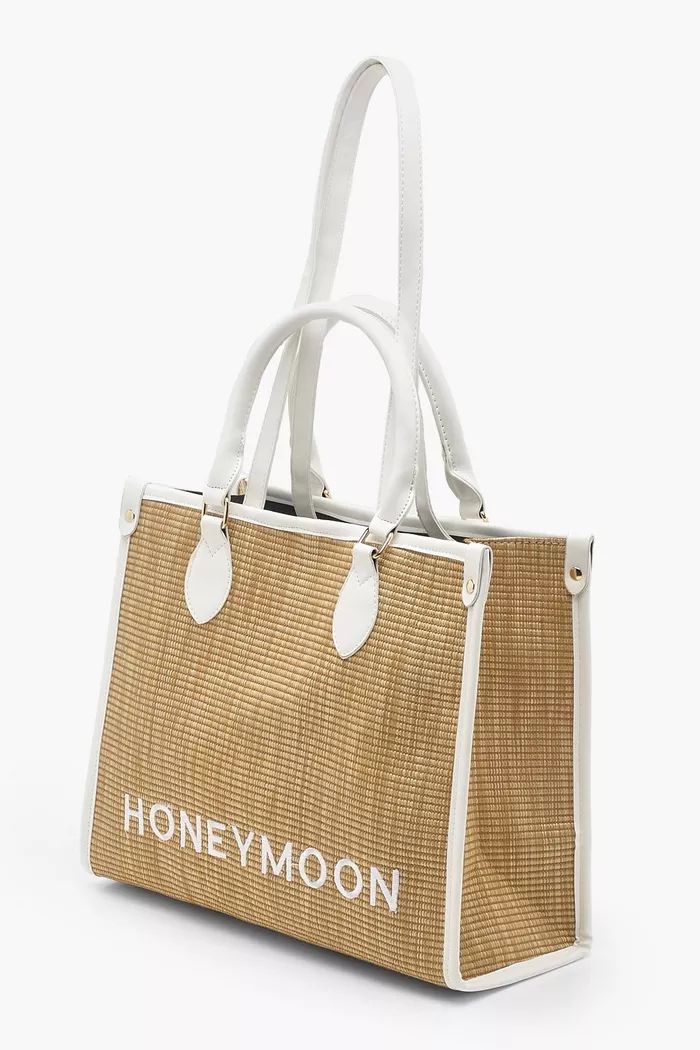 Honeymoon Straw Beach Bag | Boohoo.com (UK & IE)