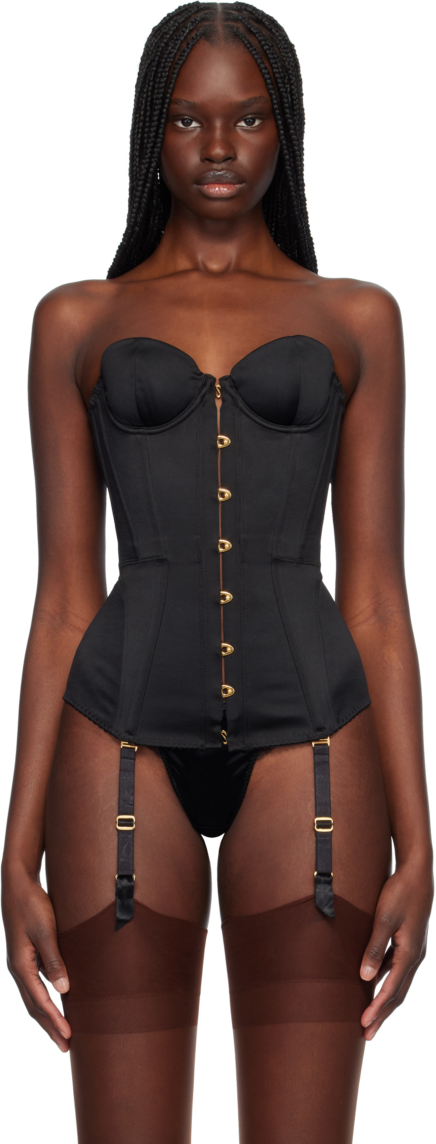 Agent Provocateur Black Mercy Satin Corset | SSENSE