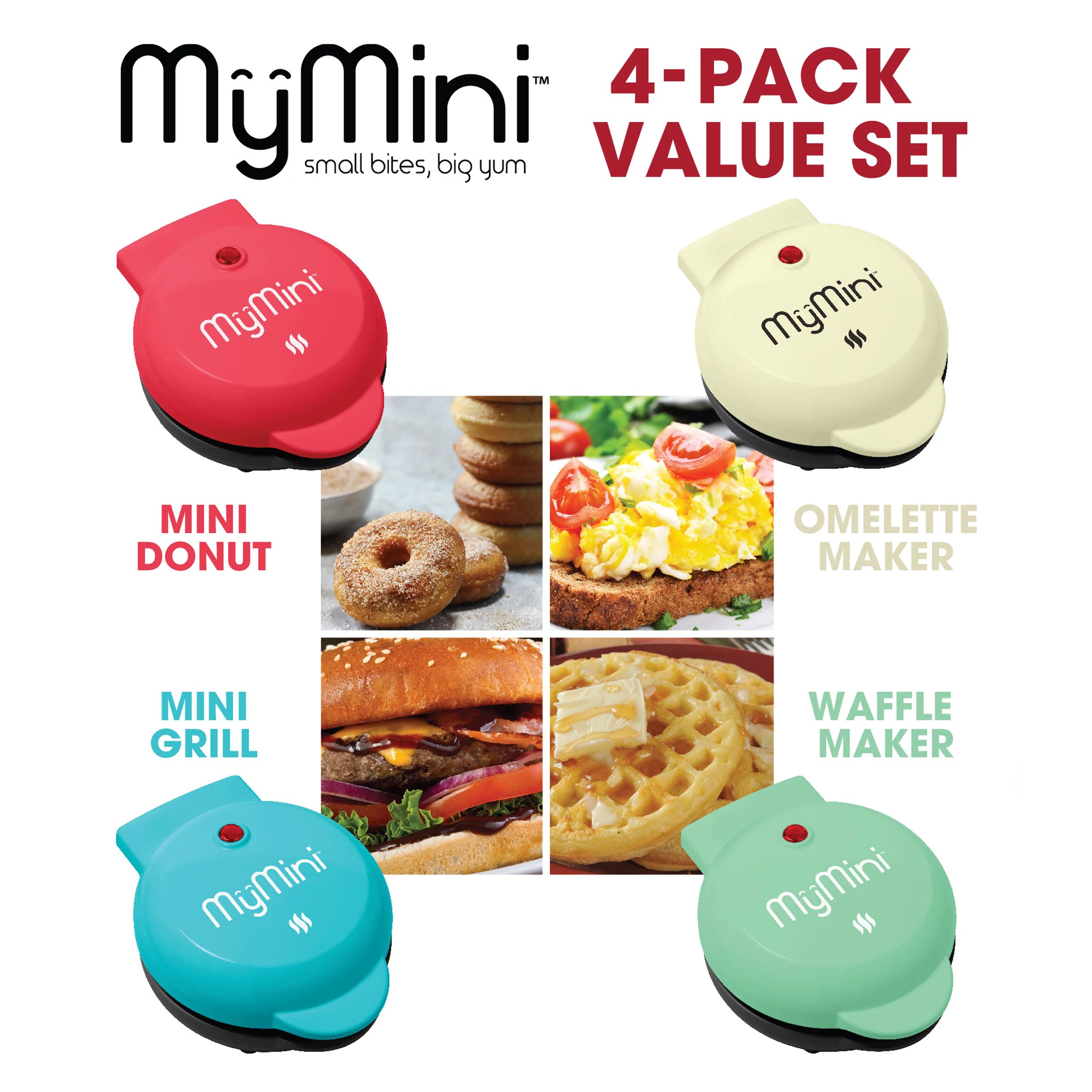 MyMini Deluxe Value Box Set; includes Waffle Maker, Griddle, Donut Maker, and Omelette Maker 4 pa... | Walmart (US)