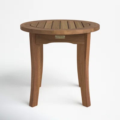 Akiva 20" W Round Solid Eucalyptus Wood Outdoor Side Table | Wayfair North America