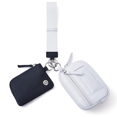 POIUGOYA Nylon Wristlet Wallets, Dual Pouch Keychain Wristlet Wallet, RFID Small Wallet With Coin Pouch,ID Window For Travel | Amazon (US)