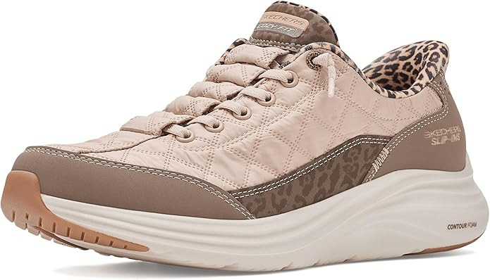 Skechers Womens Contour Foam Cozy Fit Hands Free Slip-ins Leopard Dream | Amazon (US)