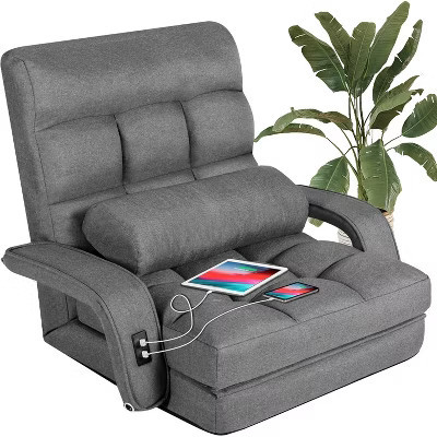 TYBOATLE Folding Sofa Bed with USB, Convertible Sleeper Chair with 5-Position Adjustable Back, Small Comfy Couch for Bedroom, Apartment, Dorm – Grey | Target