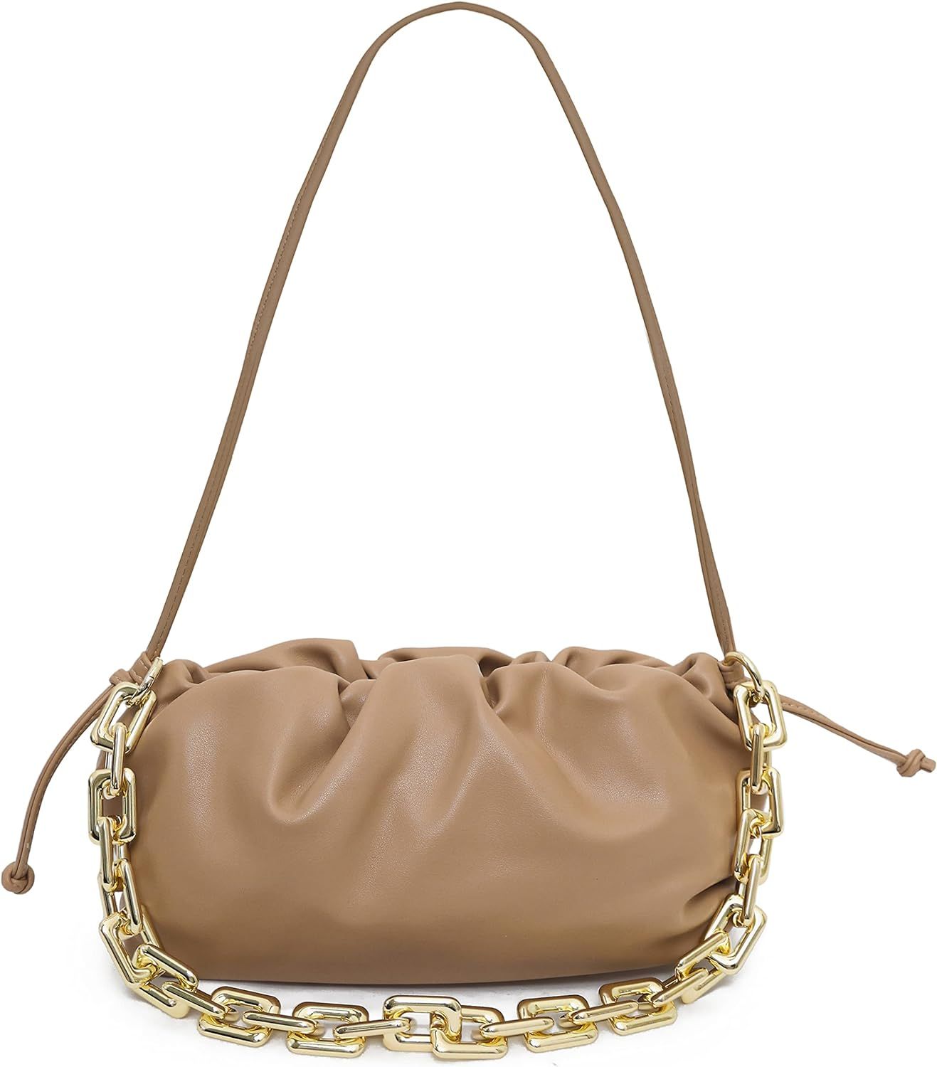 Women's Chain Pouch Bag | Cloud-Shaped Dumpling Clutch Purse | Ruched Chain Link Shoulder Handbag | Amazon (US)