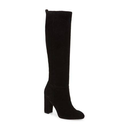 Sam Edelman Caprice Black Suede Knee-High Block Heel Round Toe Dress Boot (5.5) | Walmart (US)
