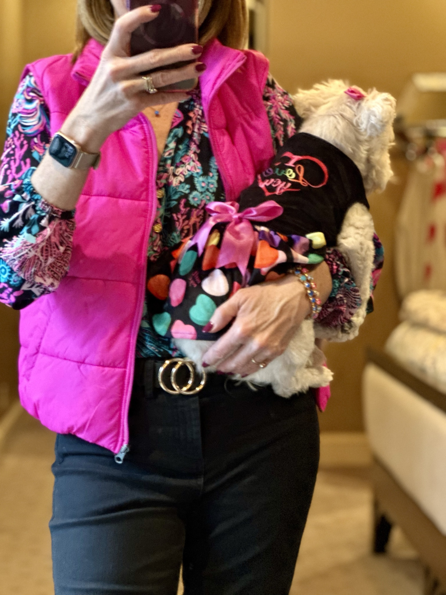 Winter Outfit 

Wearing my pink all the month of February! 💖 Top is an XS - size down one size. 
My sweet pup also has her Valentine’s dress on too. So many cute dresses I have linked for the upcoming holidays. 

pink vest, puffer vest, black denim, blouse, Elsa, Lilly Pulitzer, dog clothing, dog dress, dog holiday clothes, Valentine dress for dogs, belt, winter outfit, puppy dress, gift for dogs, 


#LTKworkwear #LTKstyletip #LTKover40 #LTKtravel #LTKbeauty #LTKSeasonal
