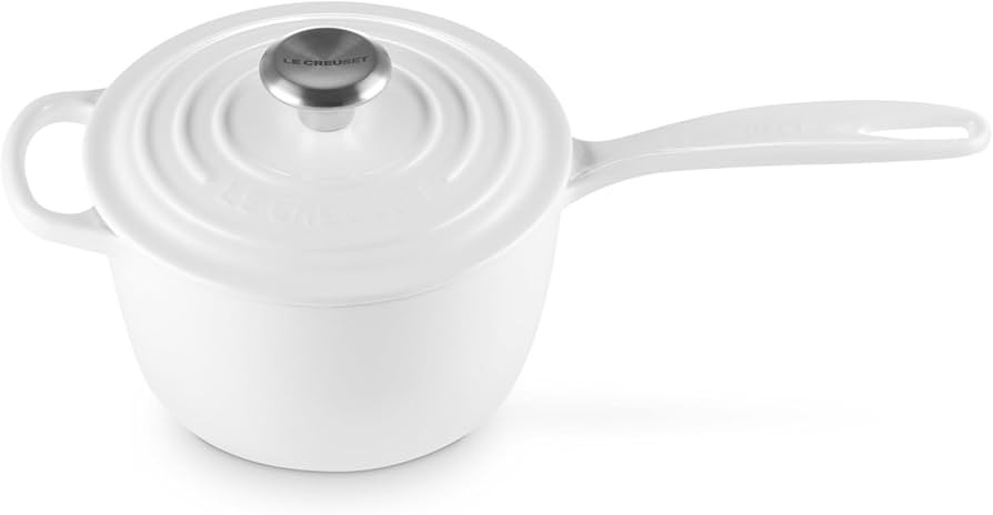 Le Creuset Enameled Cast Iron Signature Saucepan, 1.75 qt., White | Amazon (US)
