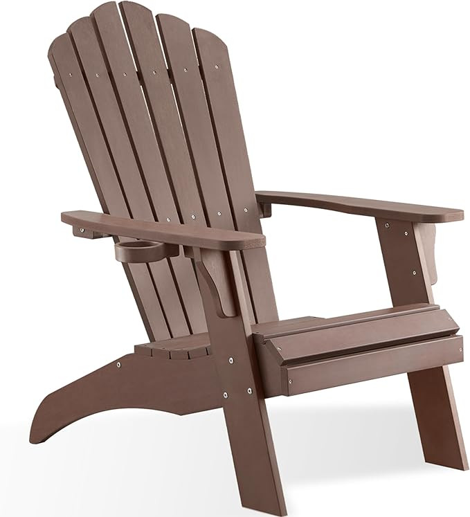 Psilvam Adirondack Chair, Oversized Poly Lumber Fire Pit Chair with Cup Holder, 350Lbs Support Pa... | Amazon (US)