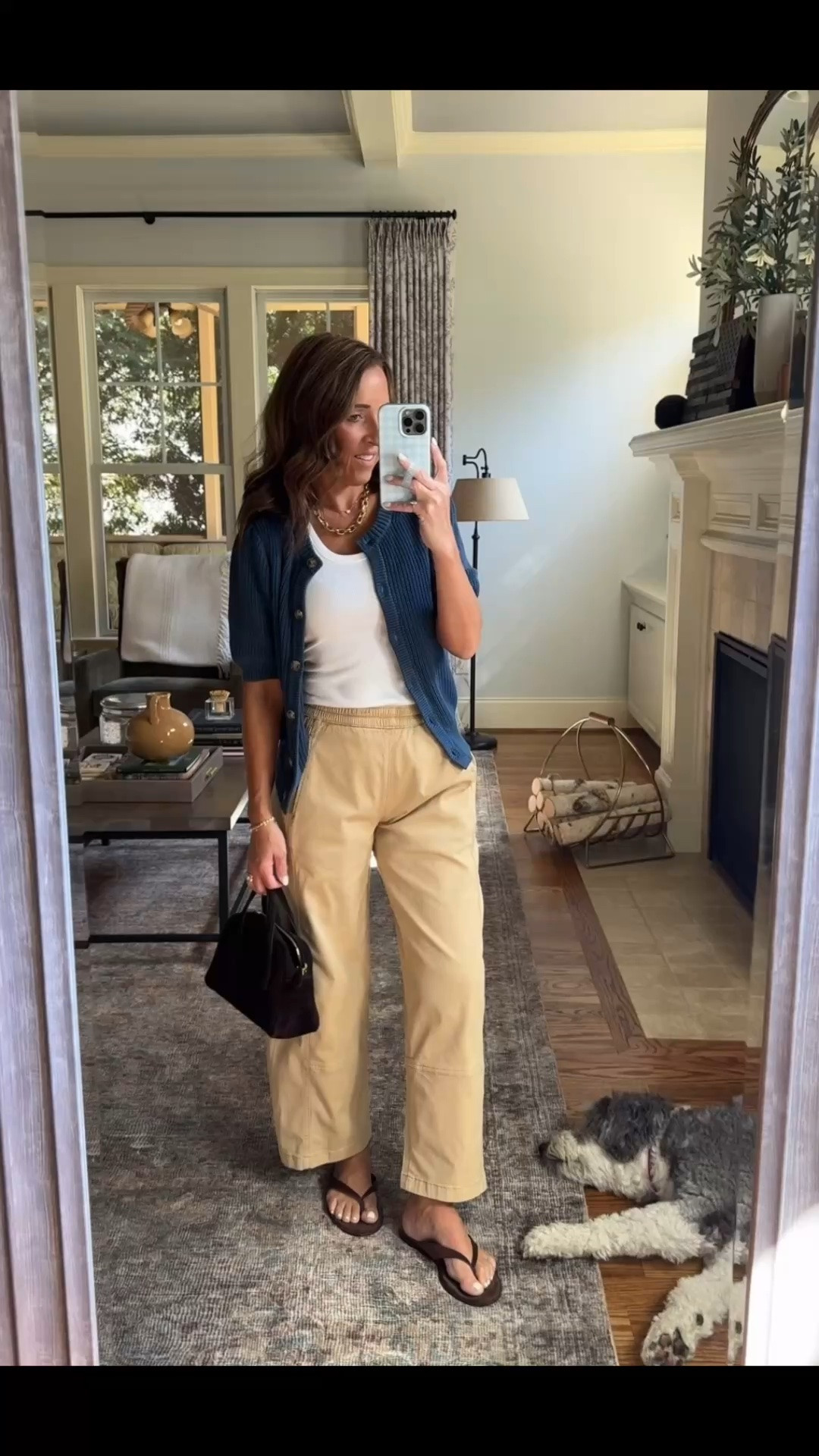 Khaki barrel pants. Short sleeve cardigan. Early Fall style. 
Cardi XS. Pants XXS.

#LTKootd #LTKSaleAlert #LTKOver40