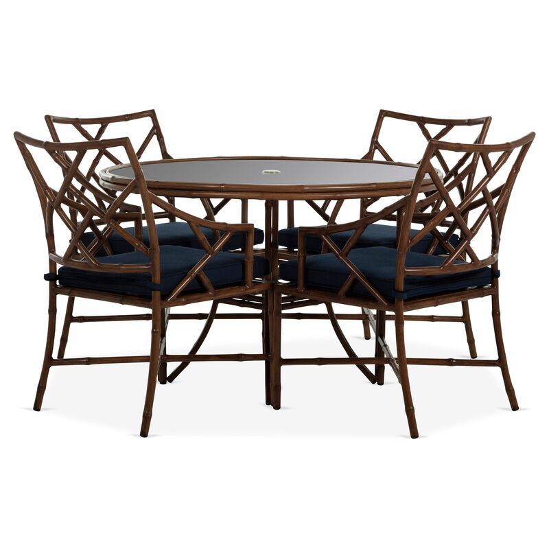 Kit Sandalwood 5-Pc Dining Set, Navy | One Kings Lane