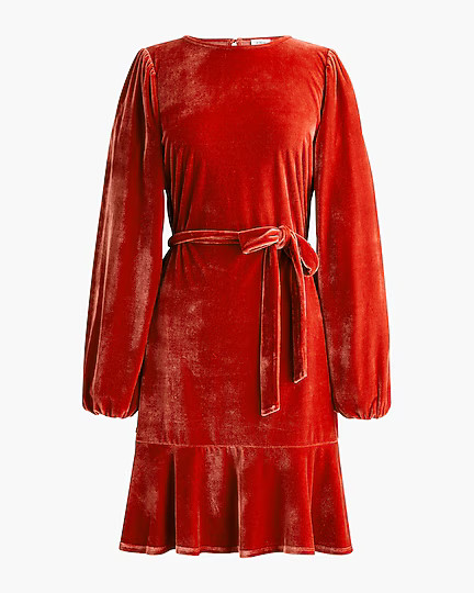 Velvet tie-waist mini dress | J.Crew Factory