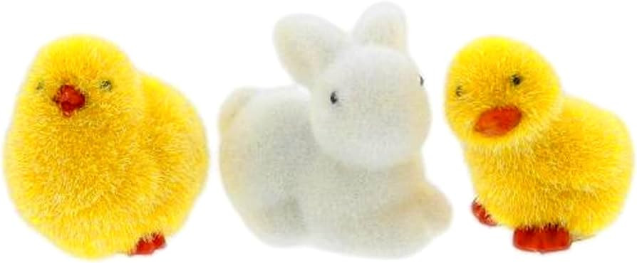 The Bridge Collection 2.2" Flocked Chick, Duckling, and Bunny Figurines - Set of 3 - Easter Decor... | Amazon (US)