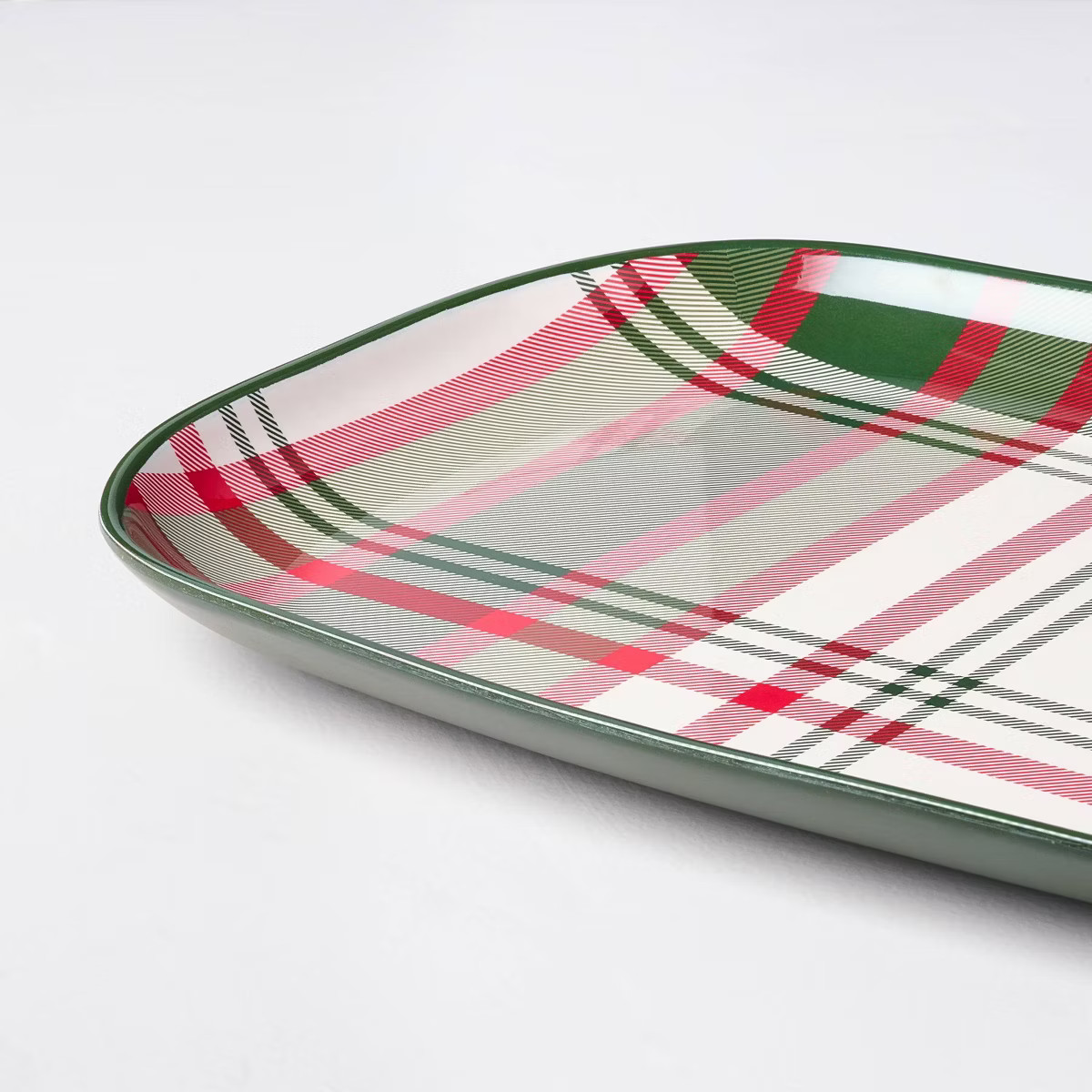 12"x17" Christmas Plaid Melamine Serving Platter Green/Red/Cream - Hearth & Hand™ with Magnolia | Target