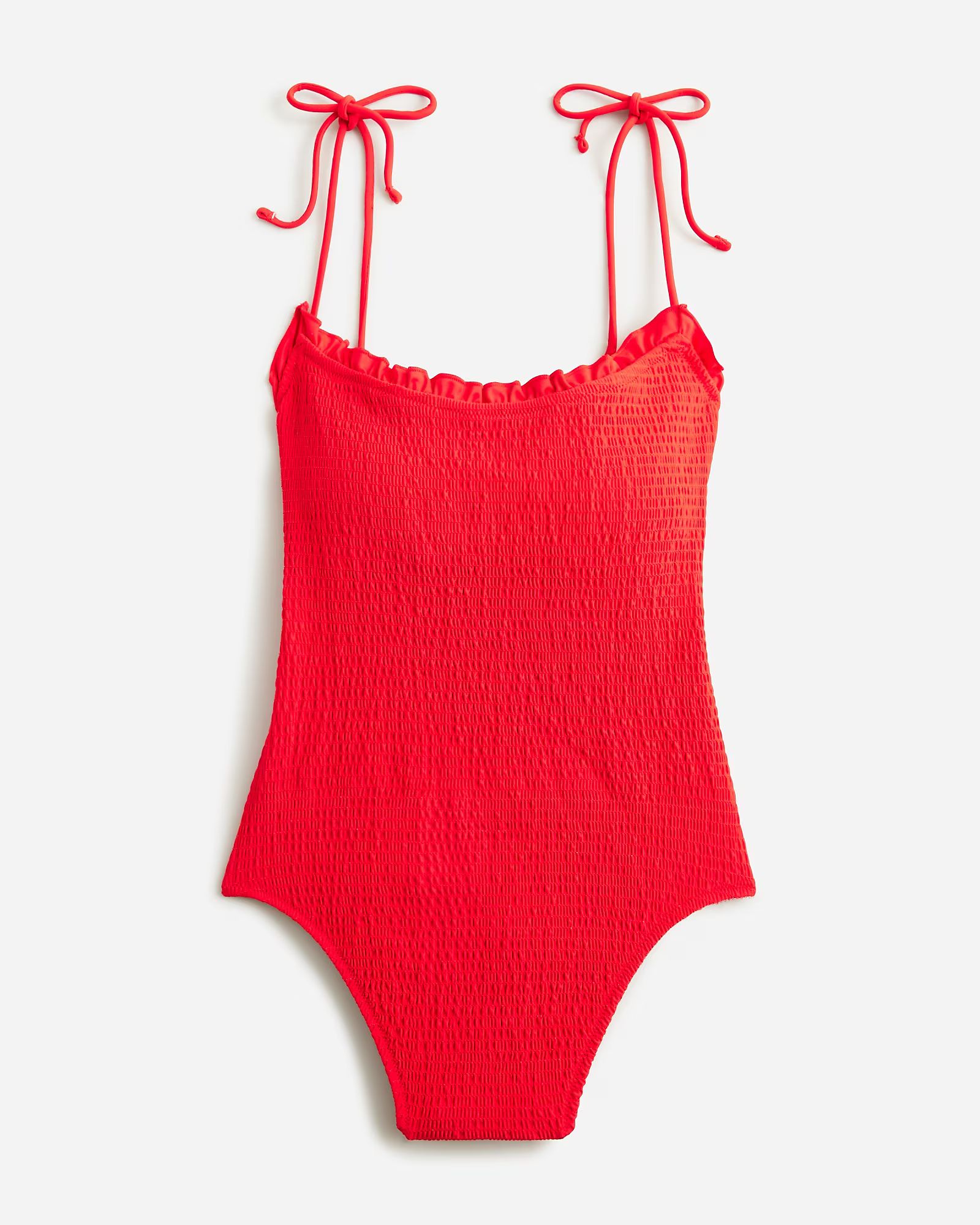 Smocked tie-shoulder one-piece swimsuit | J.Crew US