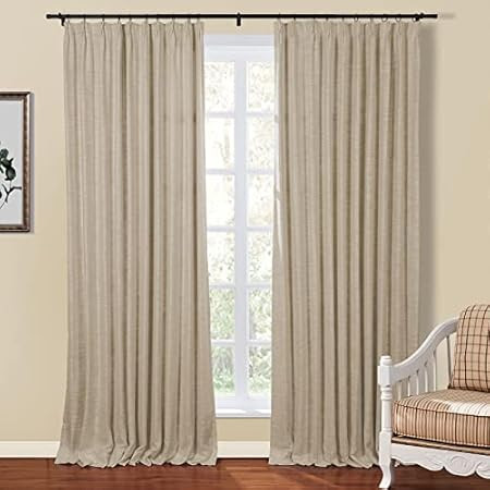 TWOPAGES Linen Curtains Pinch Pleated Drape, 52 Inches Width x 96 Inches Length for Livingroom Room  | Amazon (US)