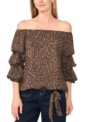 Women's Off The Shoulder Chacha Animal Print Blouse | Belk