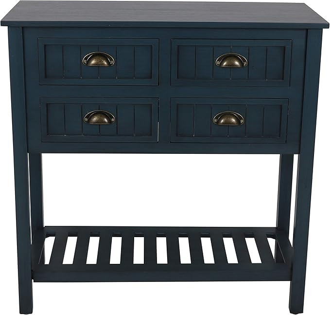 Decor Therapy Bailey Bead board 4-Drawer Console Table, 14x32x32, Antique Navy | Amazon (US)