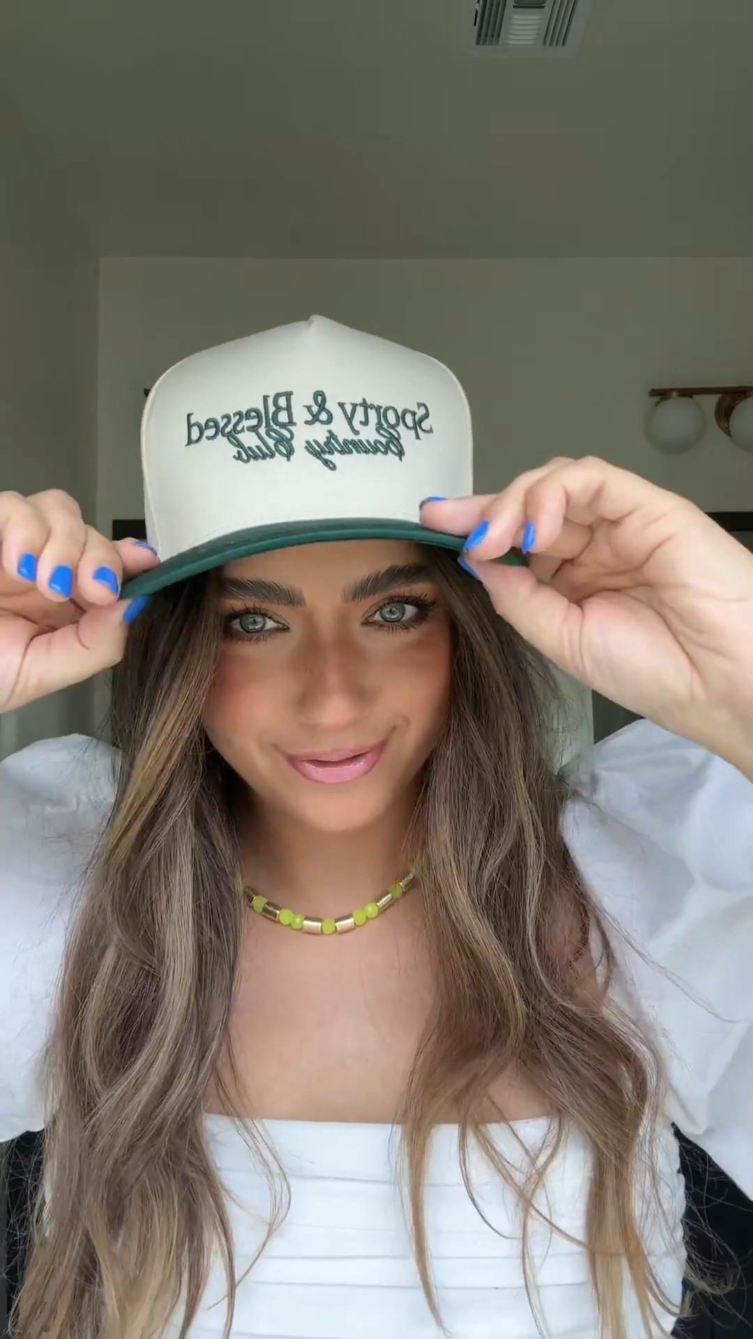 New Trucker Hat from Bracha 💚 (plus a new colorful beaded necklace! 💛🍋☀️). Use code EMILYL20 to save 🫶🏻