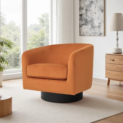Velvet Upholstered Swivel Barrel Chair | Wayfair North America