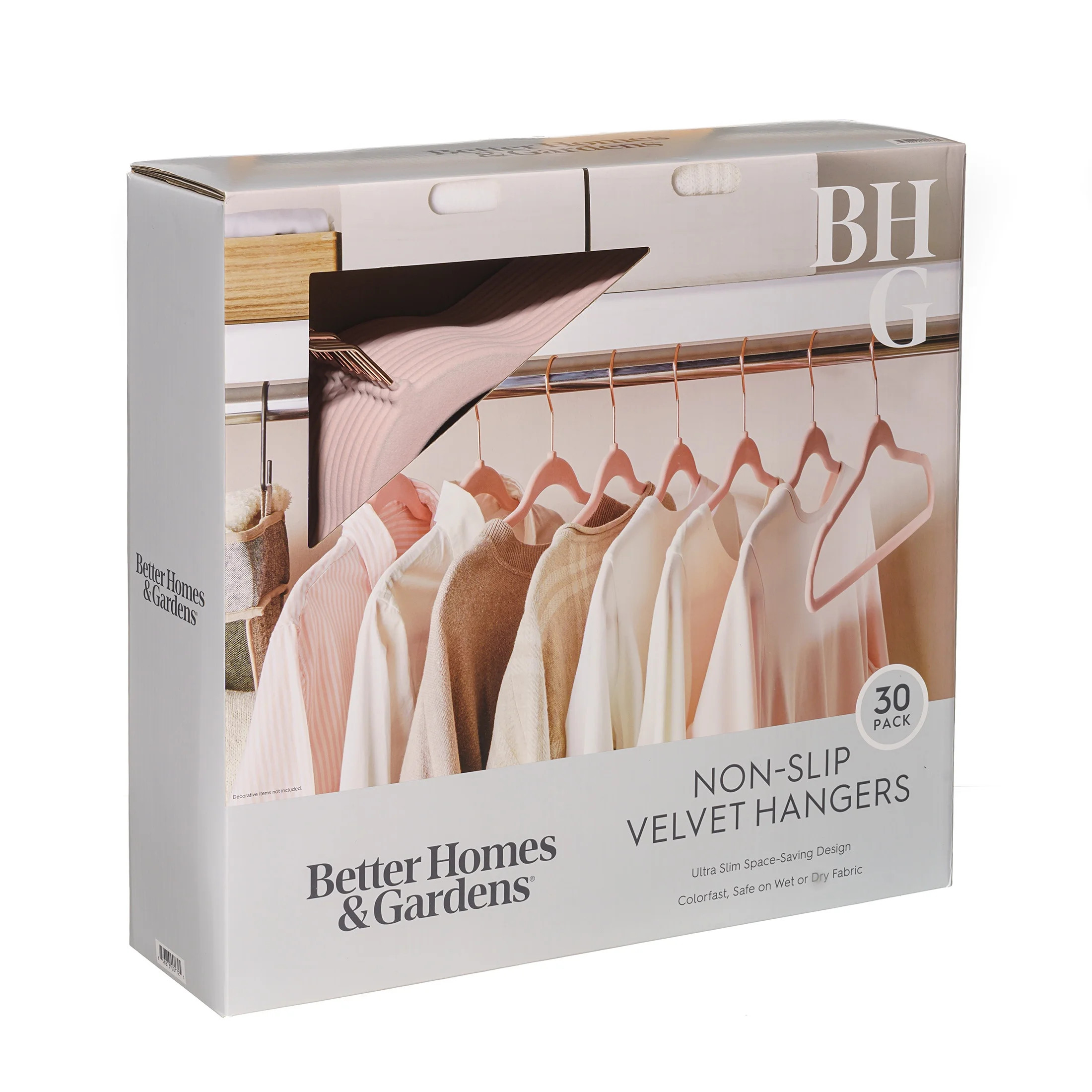 Better Homes & Gardens Velvet Clothing Hangers, 30 Pack, Pink, Space Saving | Walmart (US)