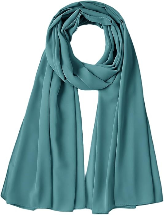 Chiffon Scarf for Women Lightweight Breathable Sunscreen Soft Solid Hijab Scarf for Daily & Musli... | Amazon (US)