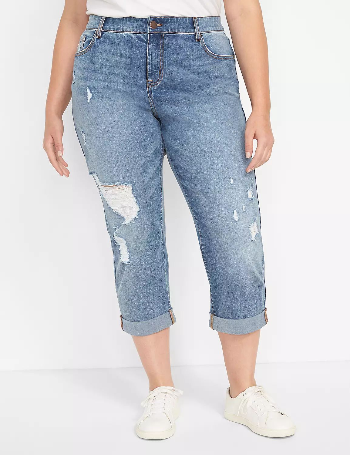 Signature Fit Boyfriend Capri Jean - Medium Wash | LaneBryant | Lane Bryant (US)