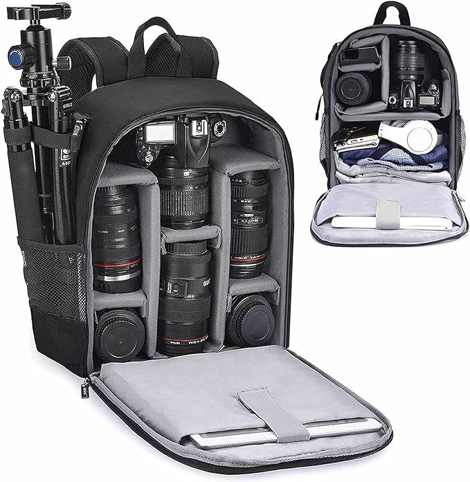 Cwatcun Camera Backpack Bag Professional for SLR DSLR Mirrorless Camera Waterproof Camera Case Co... | Amazon (US)