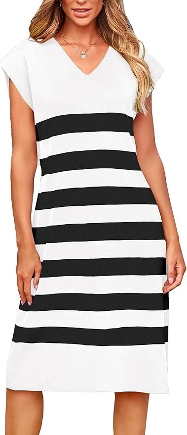 PRETTYGARDEN Womens Loose Fit Striped Tunic Dress | Amazon (US)