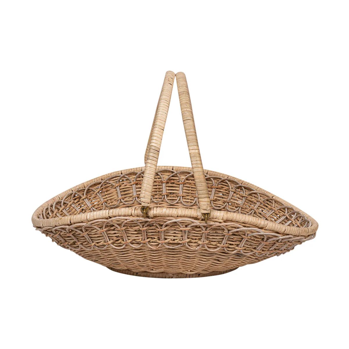 Provence Rattan Gathering Basket in Whitewash | Over The Moon
