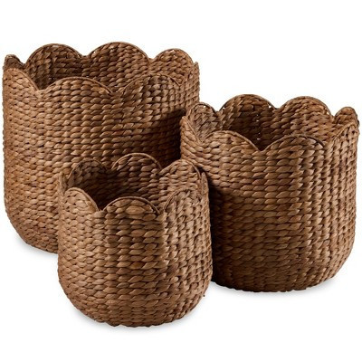 Best Choice Products Scalloped 3PC Water Hyacinth Nesting Baskets- Chestnut | Target