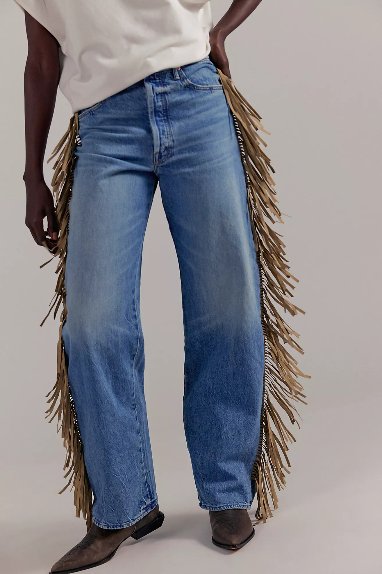 MOTHER The Fringe Half-Pipe Button Sneak Jeans | Free People (Global - UK&FR Excluded)