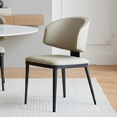 Modern Faux Leather Upholstered Dining Chair with Metal Legs, Padded Seat and Curved Back for Kitchen or Dining Room | Wayfair North America