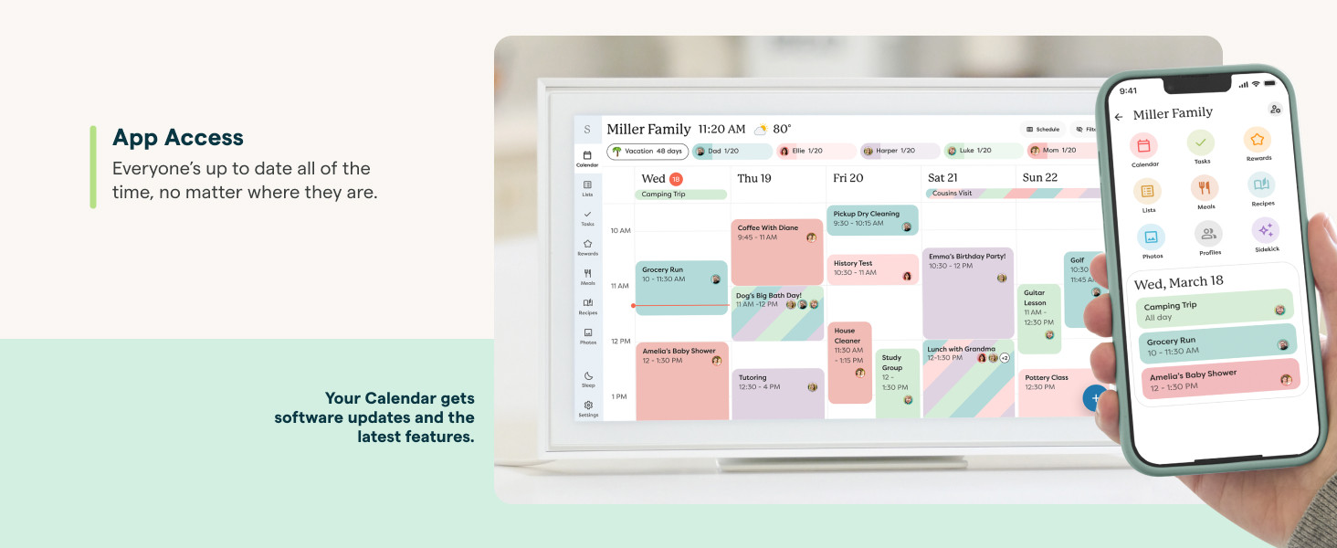 Skylight Calendar: 15-inch Wall Planner Digital Calendar & Chore Chart, Smart Touchscreen Interac... | Amazon (US)