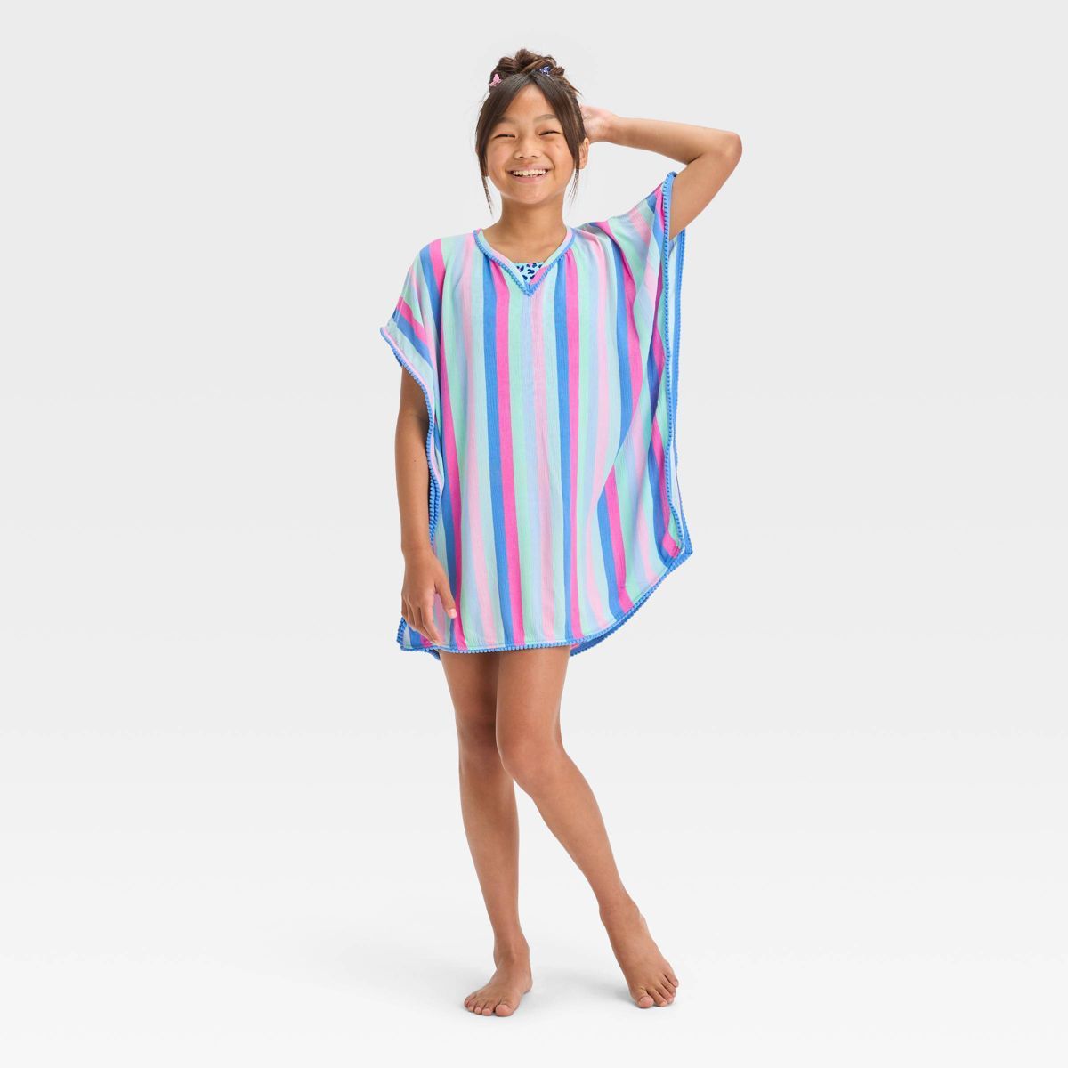 Girls' Striped Cover Up Top - Cat & Jack™ Blue | Target