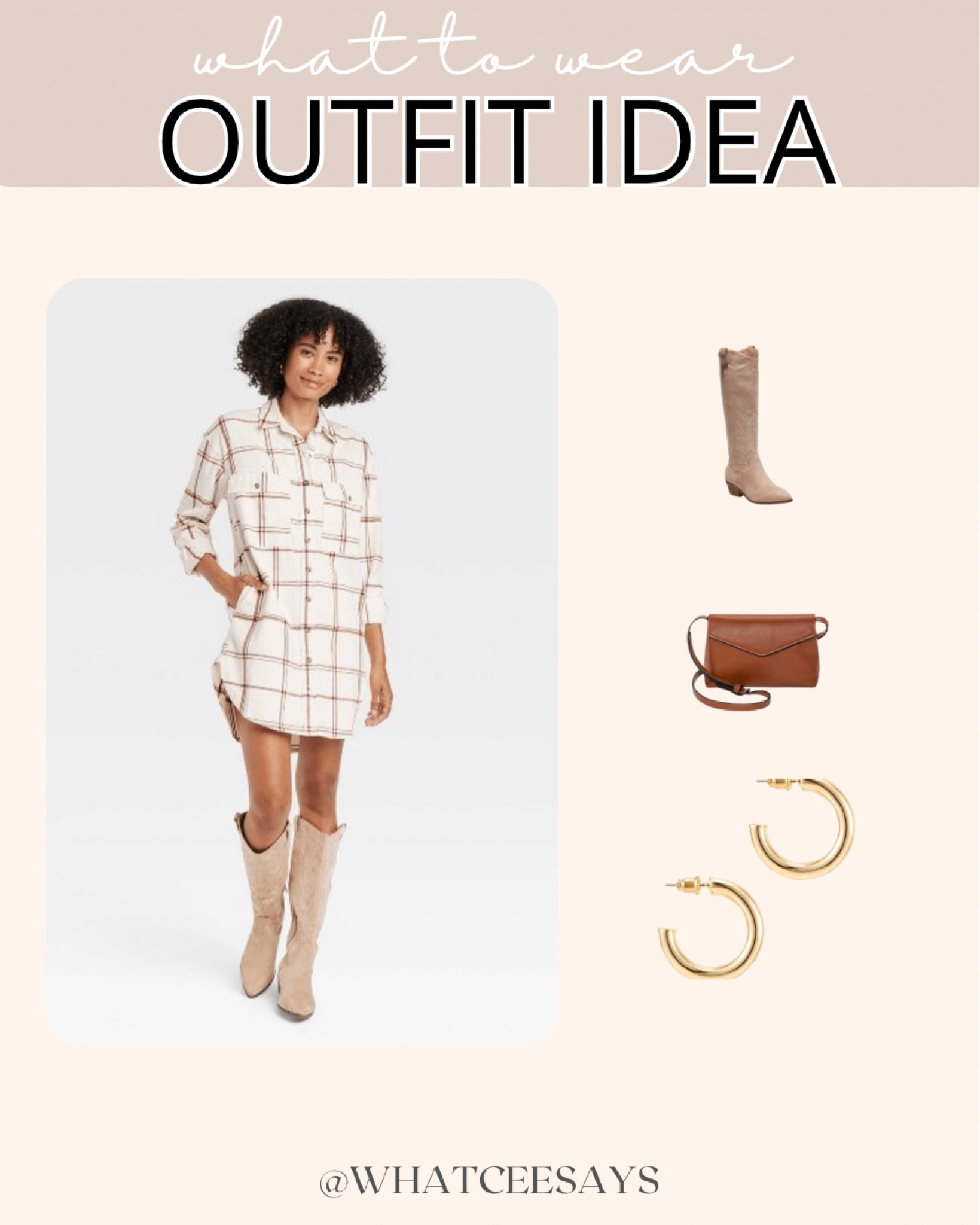 Plaid shirt dress from Target - Western boots - gold earrings 

#LTKcurves #LTKstyletip #LTKSeasonal