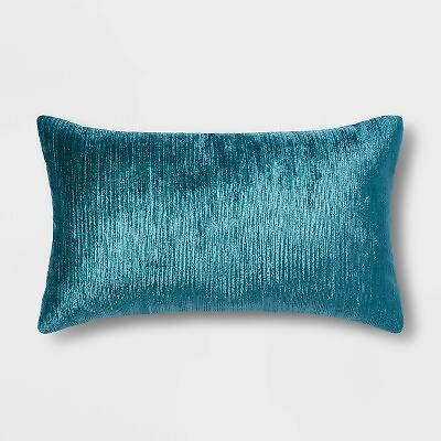 Velvet Rib Textured Lumbar Throw Pillow Teal - Threshold  | eBay | eBay US