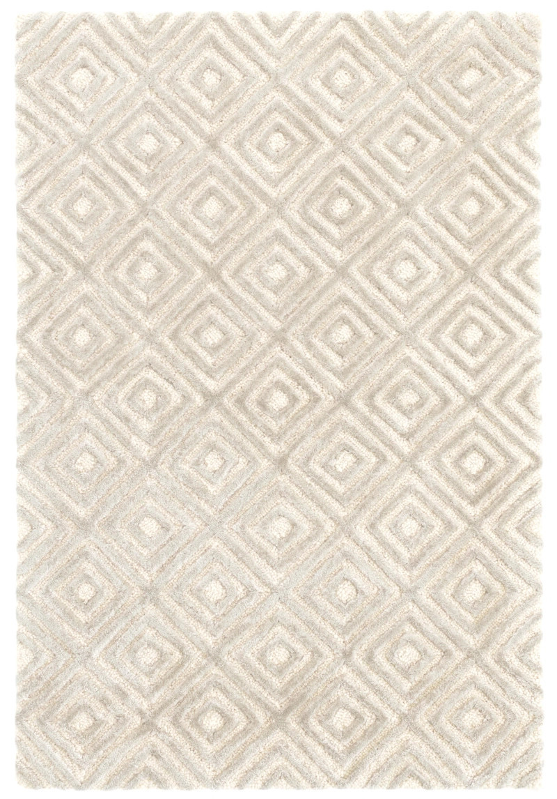Cut Diamond Silver Hand Tufted Wool/Viscose Rug | Annie Selke