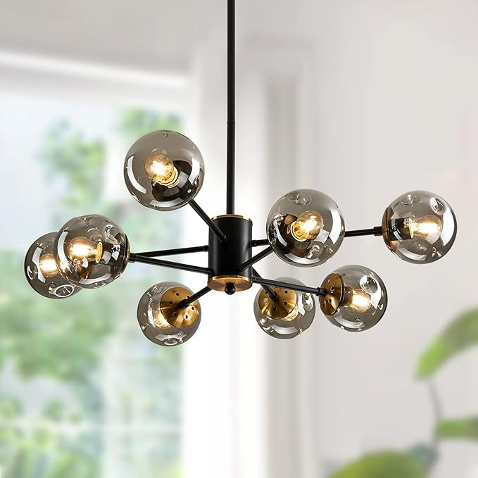 8 Light Chandelier Pendant Lighting Black with Glass Globes Classic Vintage Ceiling Light Fixture... | Amazon (CA)